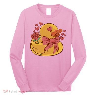 Rubber Duck Valentines Day Rose Cute Long Sleeve Shirt