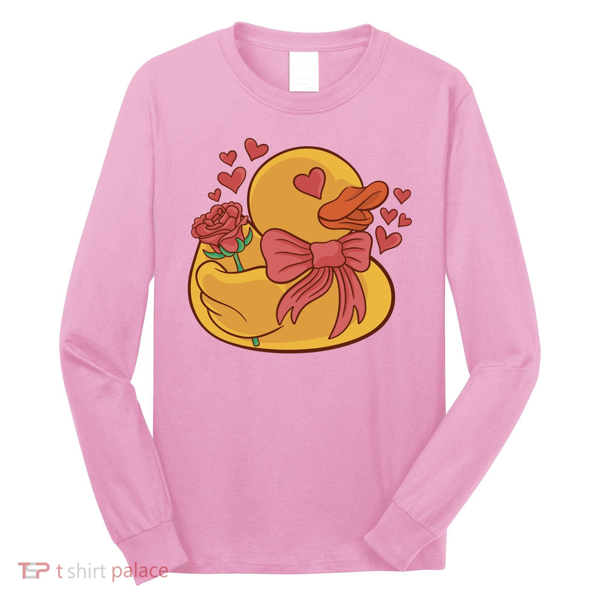 Rubber Duck Valentines Day Rose Cute Long Sleeve Shirt