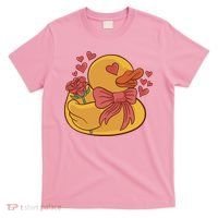 Rubber Duck Valentines Day Rose Cute T-Shirt thumb 0