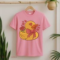 Rubber Duck Valentines Day Rose Cute T-Shirt thumb 2