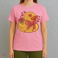 Rubber Duck Valentines Day Rose Cute T-Shirt thumb 4