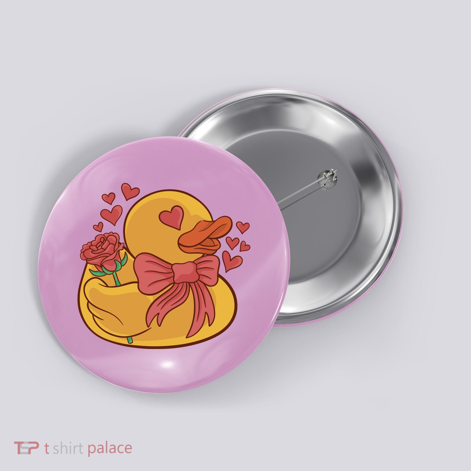 Rubber Duck Valentines Day Rose Cute Button