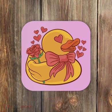 Rubber Duck Valentines Day Rose Cute Coaster