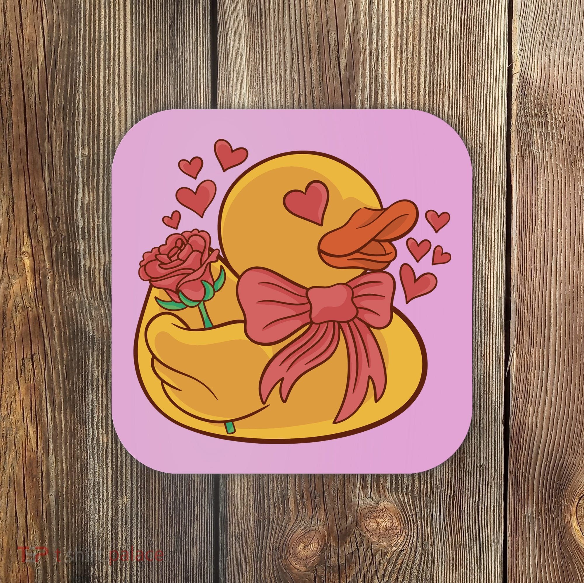 Rubber Duck Valentines Day Rose Cute Coaster
