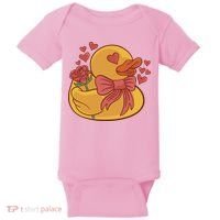 Rubber Duck Valentines Day Rose Cute Baby Bodysuit thumb 0