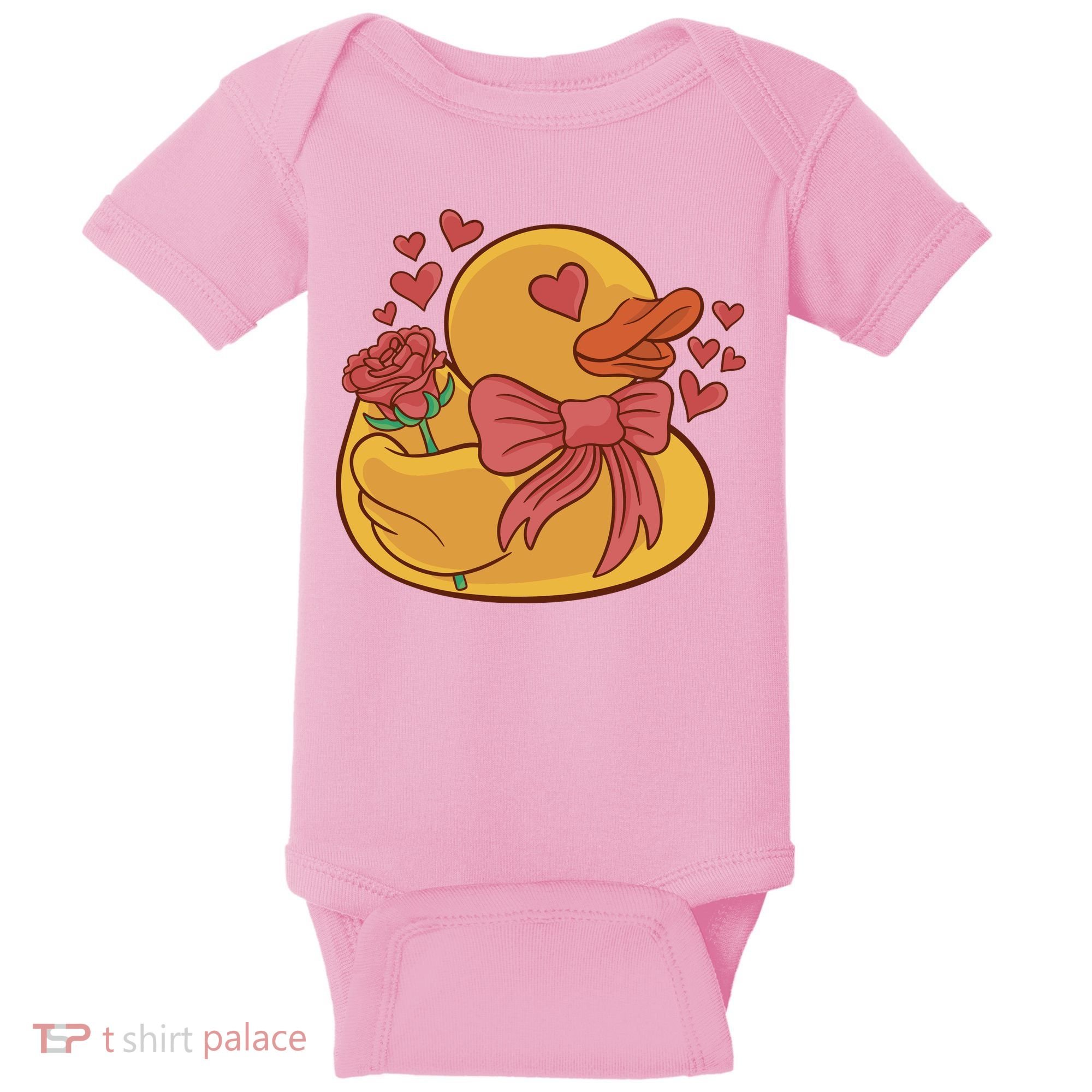Rubber Duck Valentines Day Rose Cute Baby Bodysuit