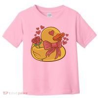 Rubber Duck Valentines Day Rose Cute Toddler T-Shirt thumb 0