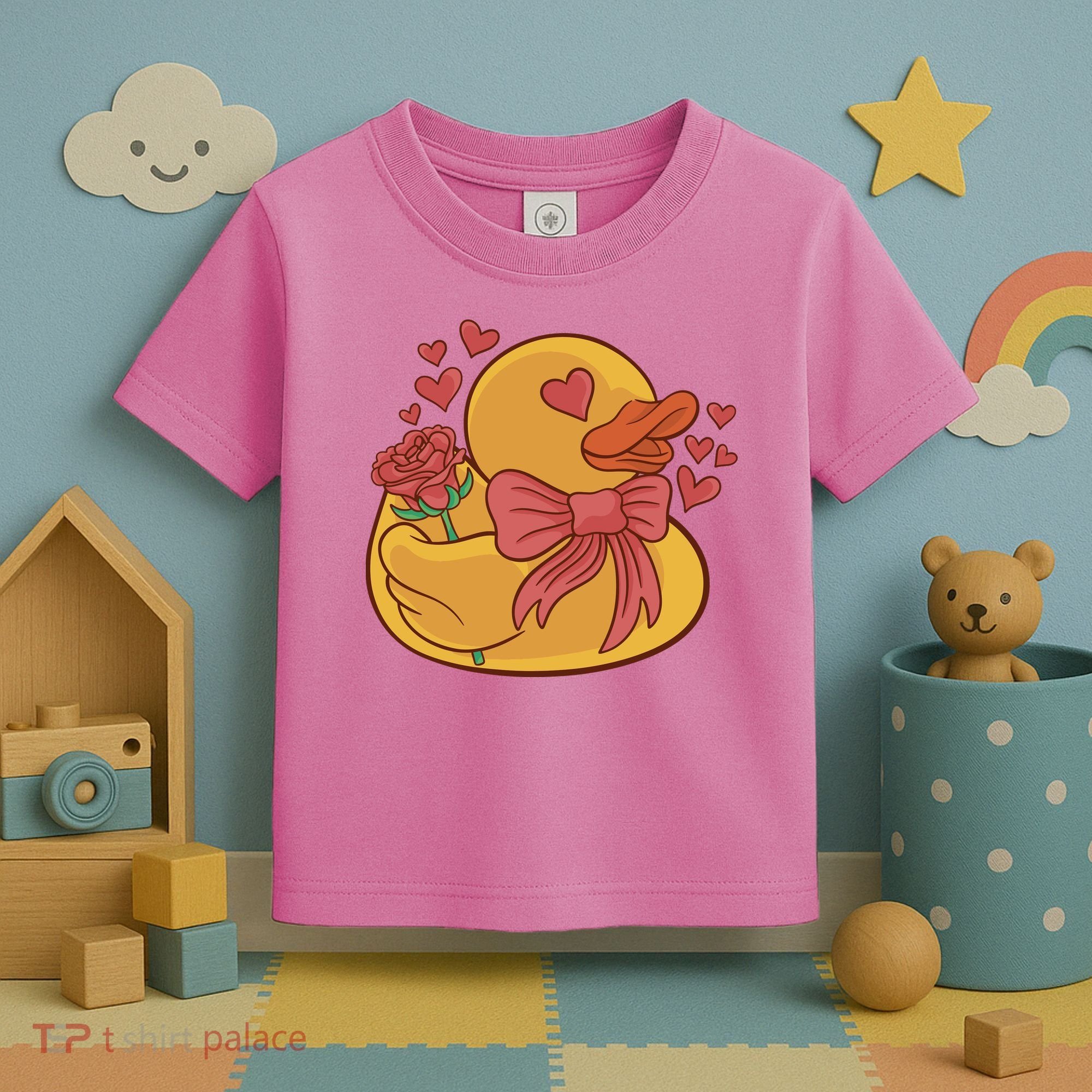 Rubber Duck Valentines Day Rose Cute Toddler T-Shirt