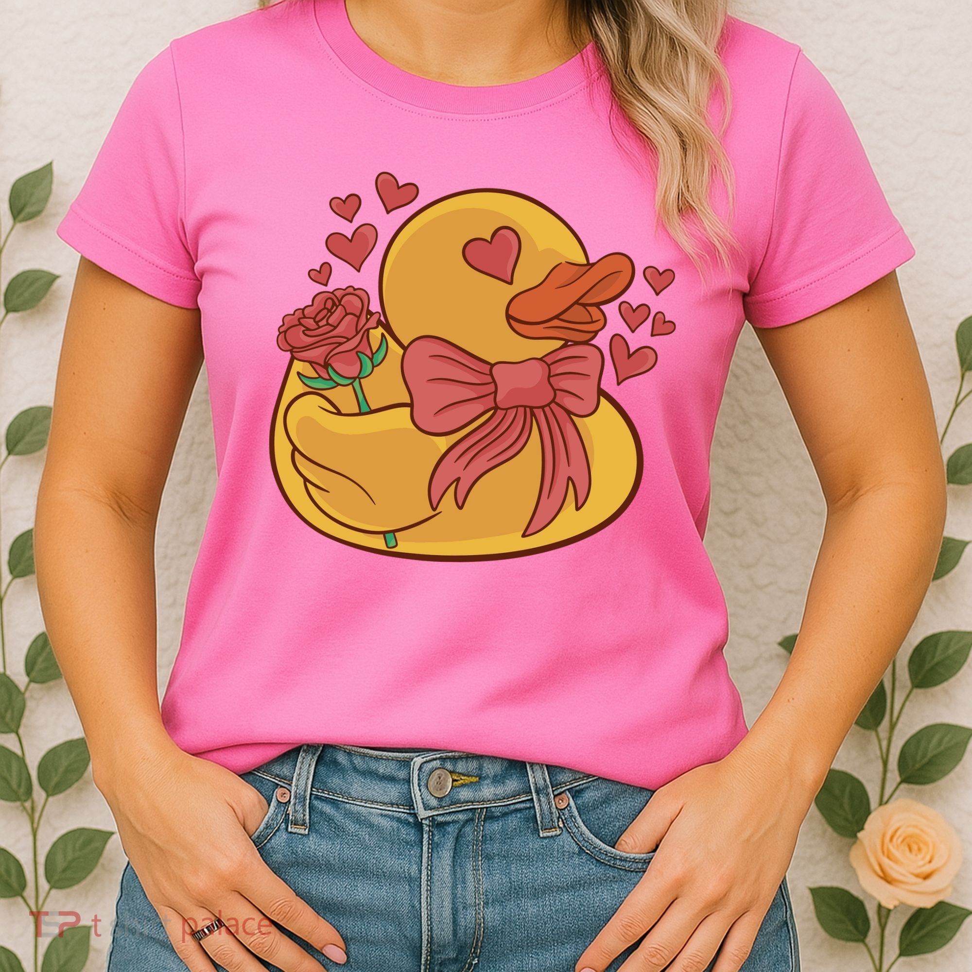 Rubber Duck Valentines Day Rose Cute Women's T-Shirt