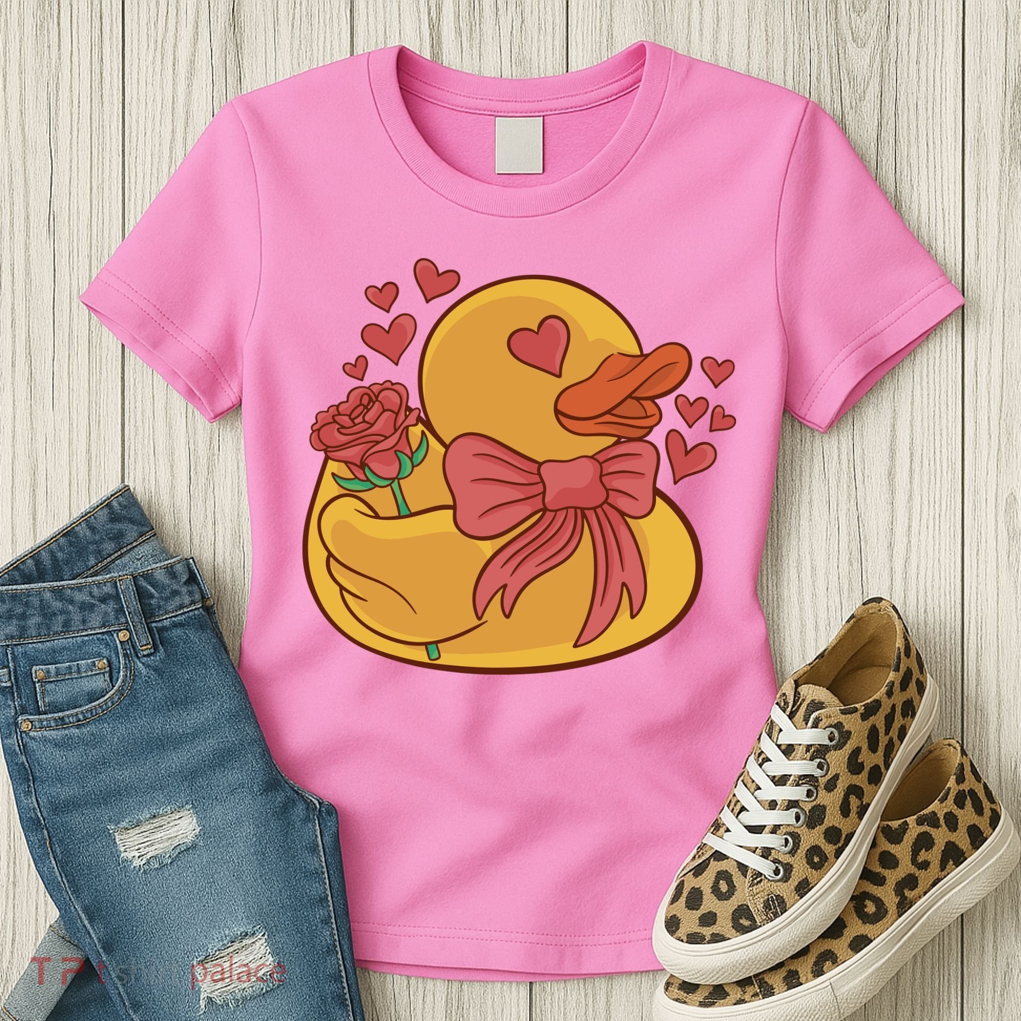 Rubber Duck Valentines Day Rose Cute Women's T-Shirt