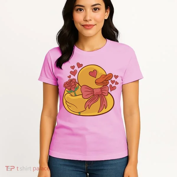 Rubber Duck Valentines Day Rose Cute Women's T-Shirt