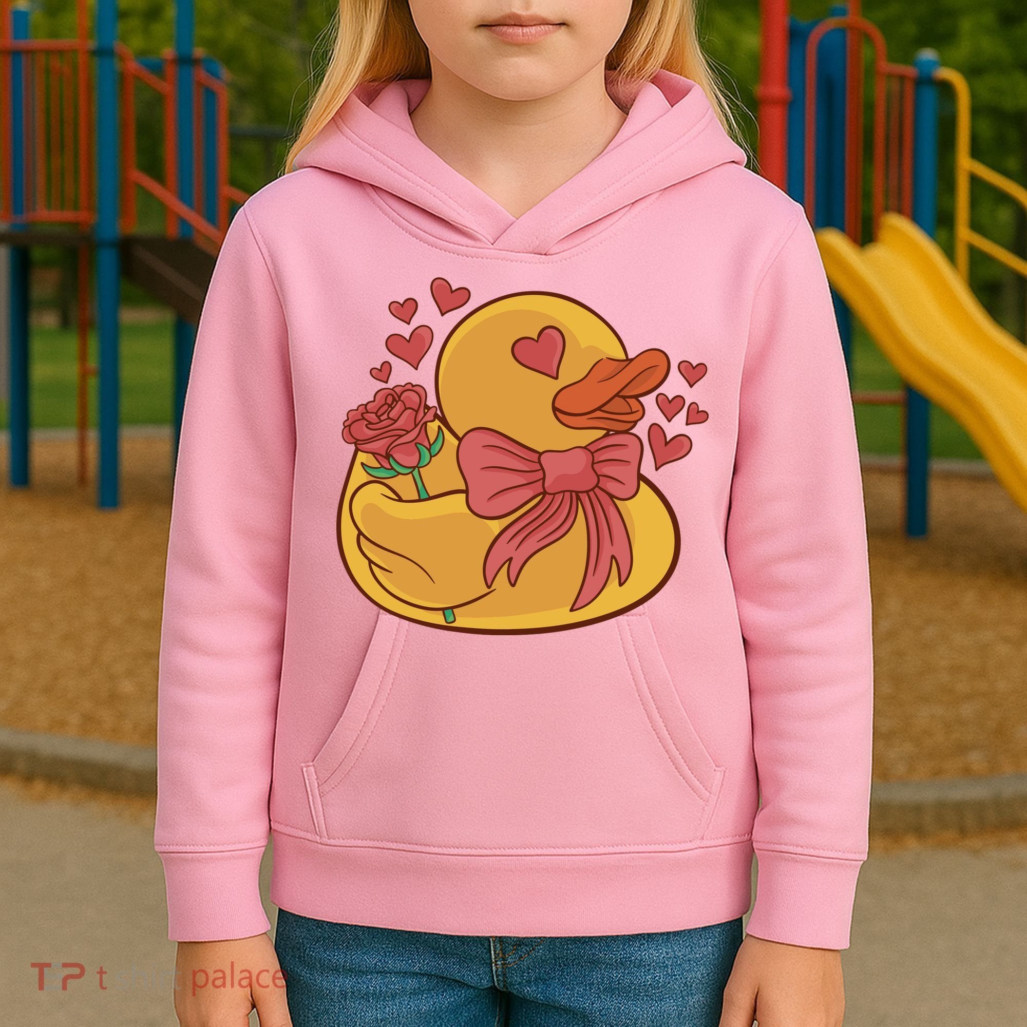 Rubber Duck Valentines Day Rose Cute Kids Hoodie