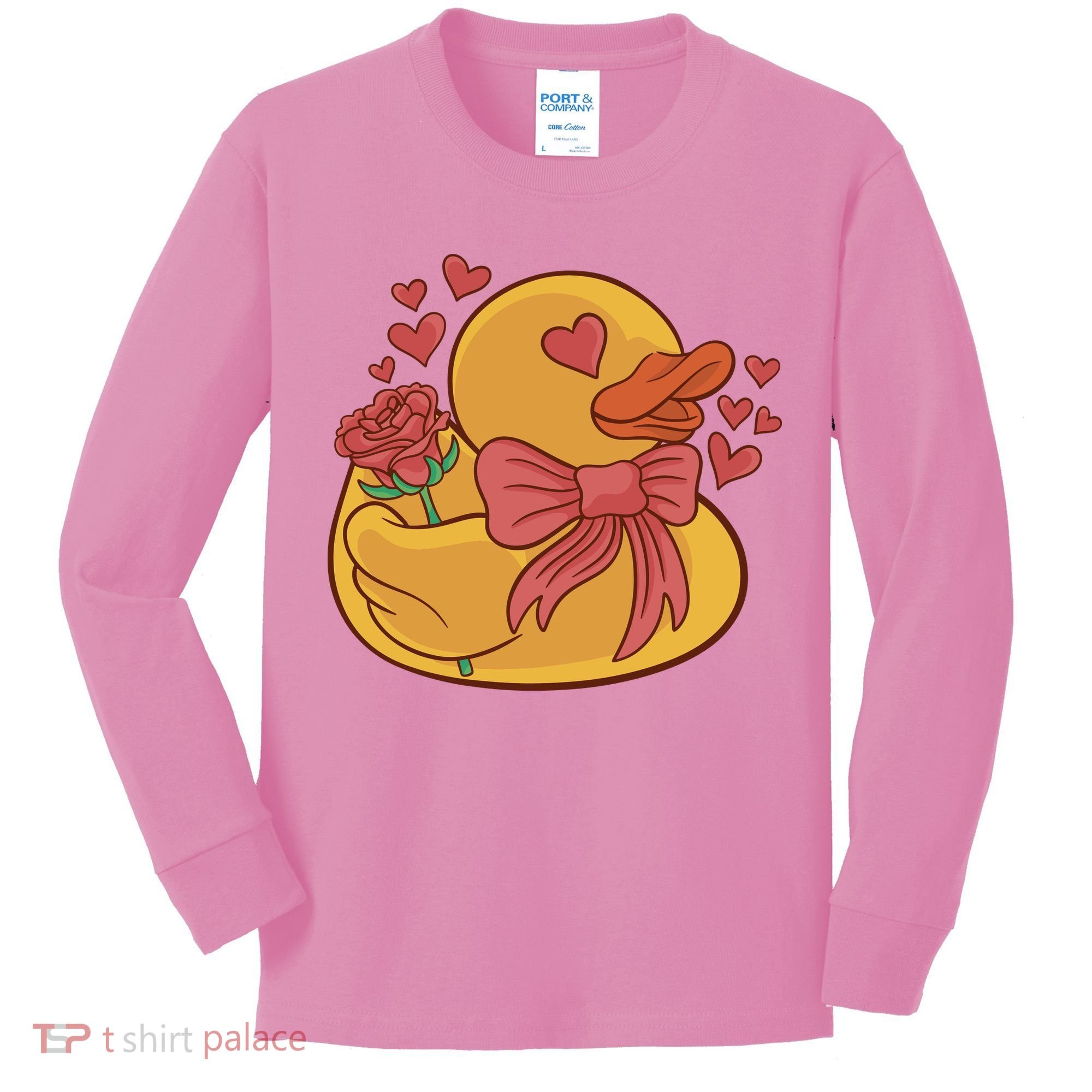 Rubber Duck Valentines Day Rose Cute Kids Long Sleeve Shirt