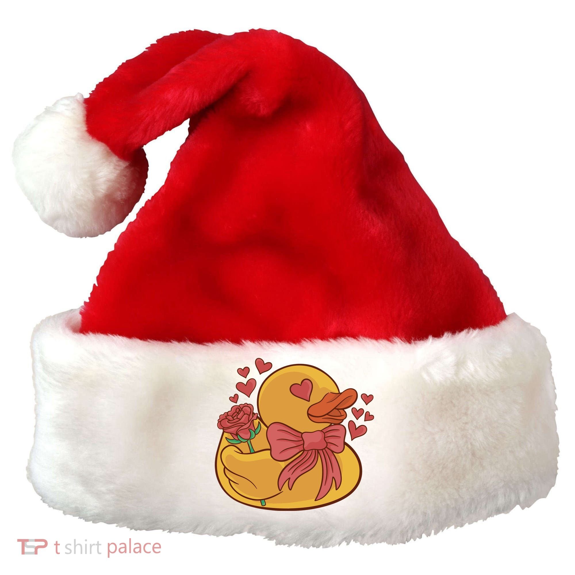 Rubber Duck Valentines Day Rose Cute Santa Hat