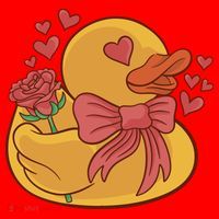 Rubber Duck Valentines Day Rose Cute Santa Hat thumb 1