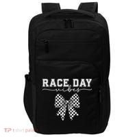 Race Day Vibes Checkered Coquette Bow Car Racing Race Day Impact Tech Backpack thumb 0