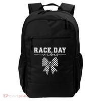 Race Day Vibes Checkered Coquette Bow Car Racing Race Day Backpack thumb 0