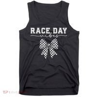 Race Day Vibes Checkered Coquette Bow Car Racing Race Day Tank Top thumb 0