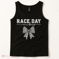 Race Day Vibes Checkered Coquette Bow Car Racing Race Day Tank Top thumb 2