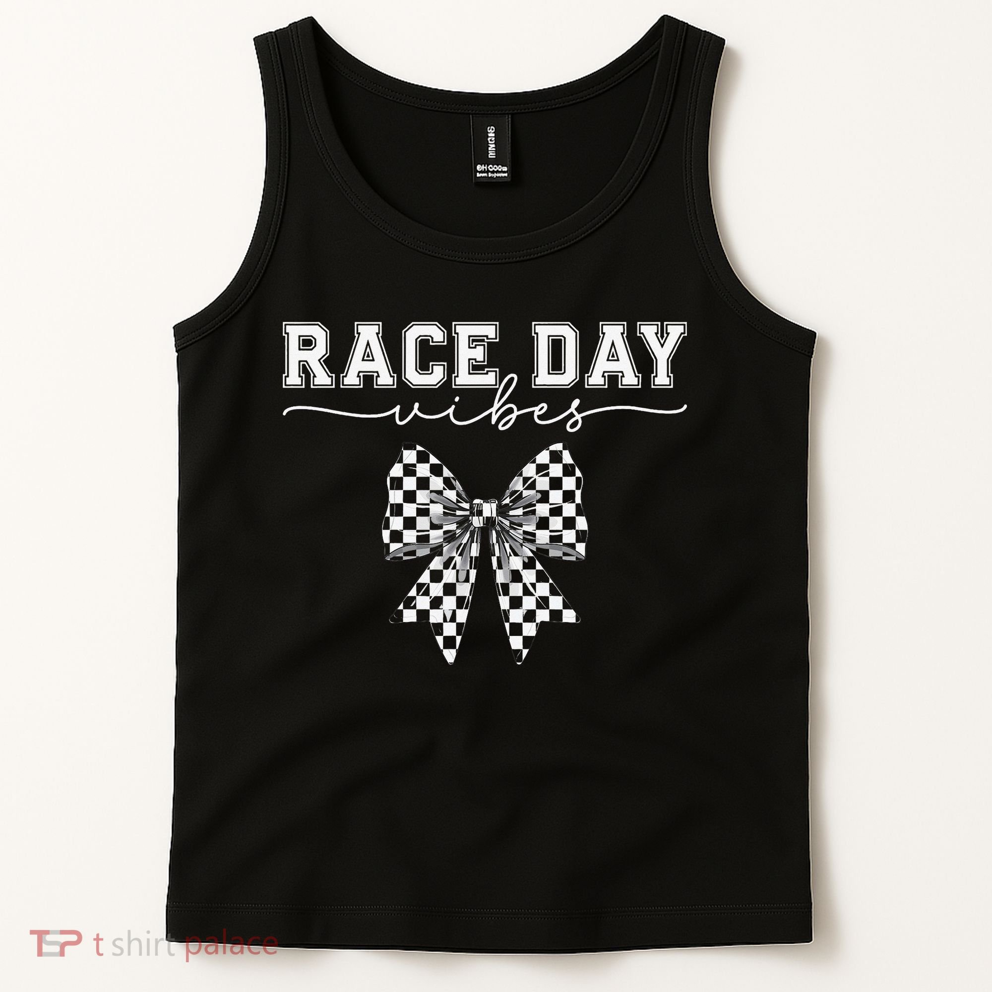 Race Day Vibes Checkered Coquette Bow Car Racing Race Day Tank Top