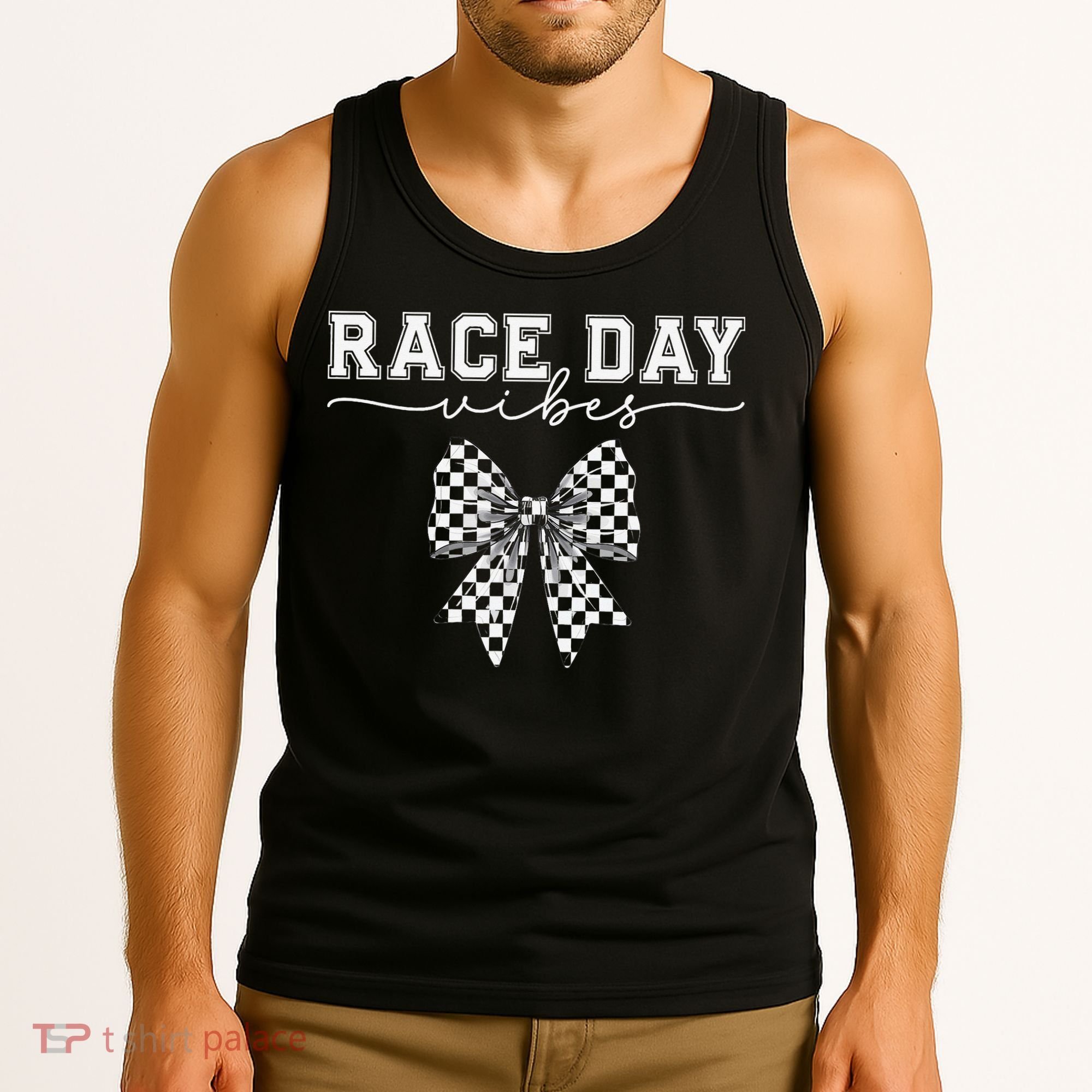 Race Day Vibes Checkered Coquette Bow Car Racing Race Day Tank Top