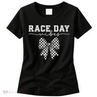 Race Day Vibes Checkered Coquette Bow Car Racing Race Day Women's T-Shirt thumb 0