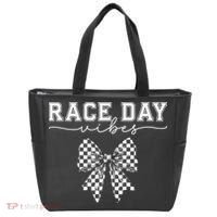 Race Day Vibes Checkered Coquette Bow Car Racing Race Day Tote Bag thumb 0