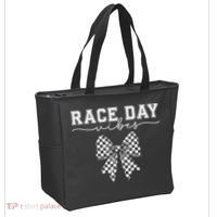 Race Day Vibes Checkered Coquette Bow Car Racing Race Day Tote Bag thumb 2