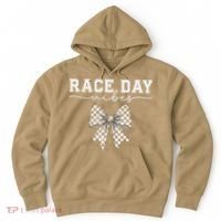 Race Day Vibes Checkered Coquette Bow Car Racing Race Day Hoodie thumb 0