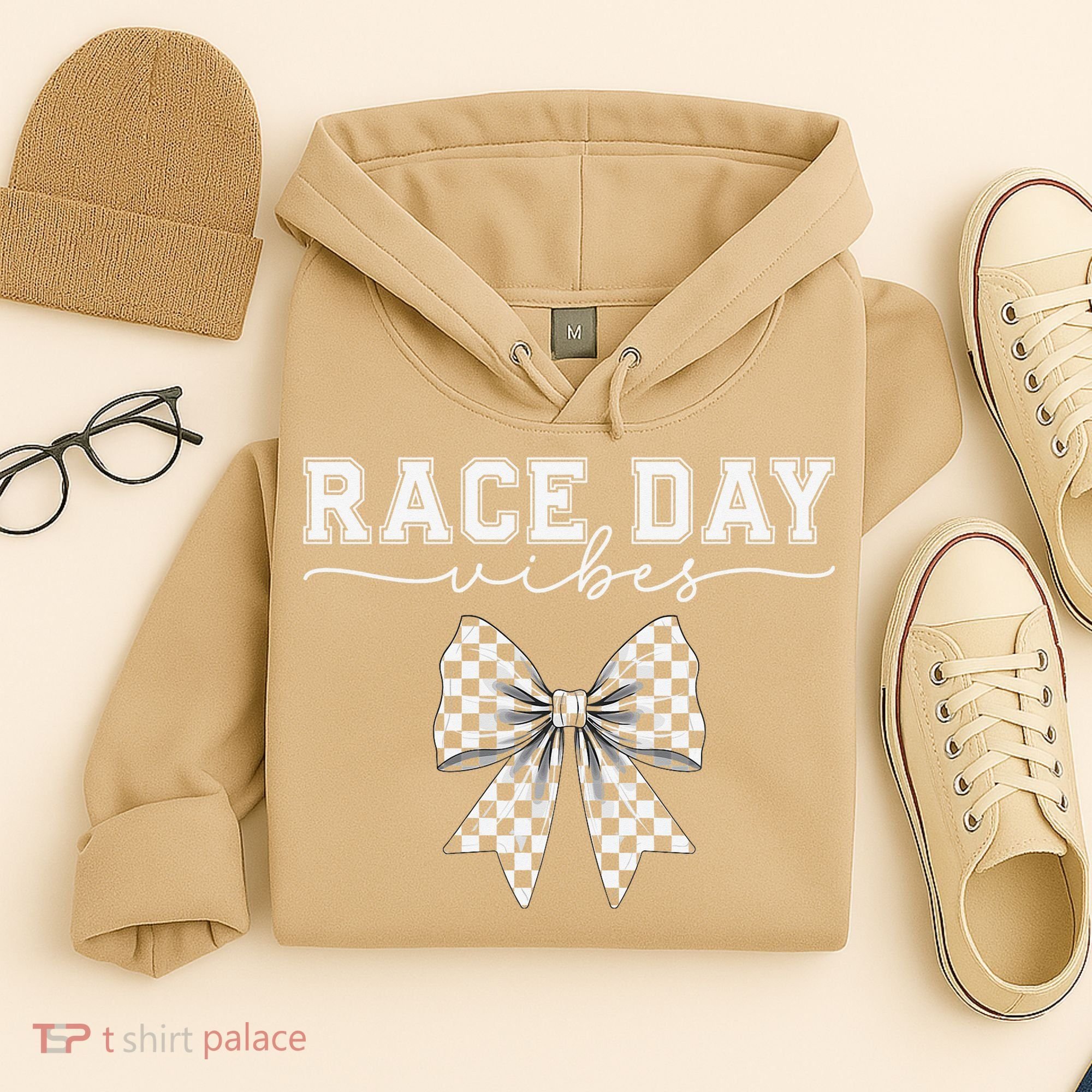 Race Day Vibes Checkered Coquette Bow Car Racing Race Day Hoodie