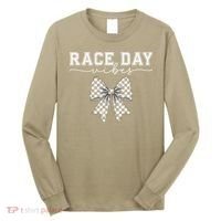Race Day Vibes Checkered Coquette Bow Car Racing Race Day Long Sleeve Shirt thumb 0