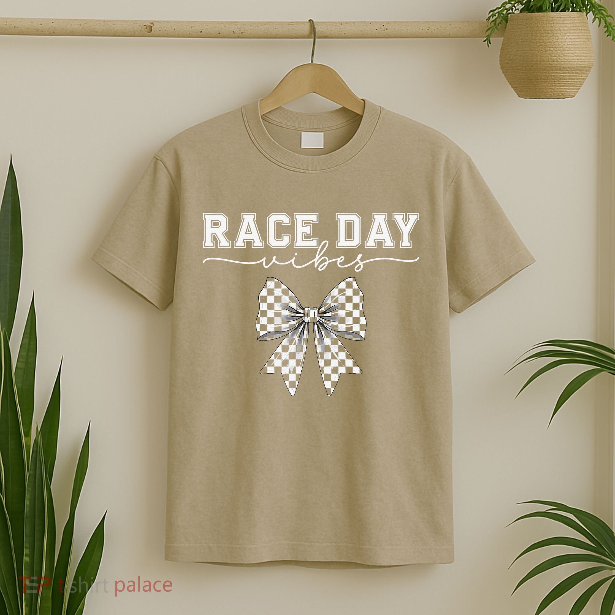 Race Day Vibes Checkered Coquette Bow Car Racing Race Day T-Shirt