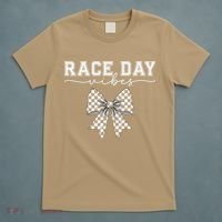 Race Day Vibes Checkered Coquette Bow Car Racing Race Day T-Shirt thumb 5