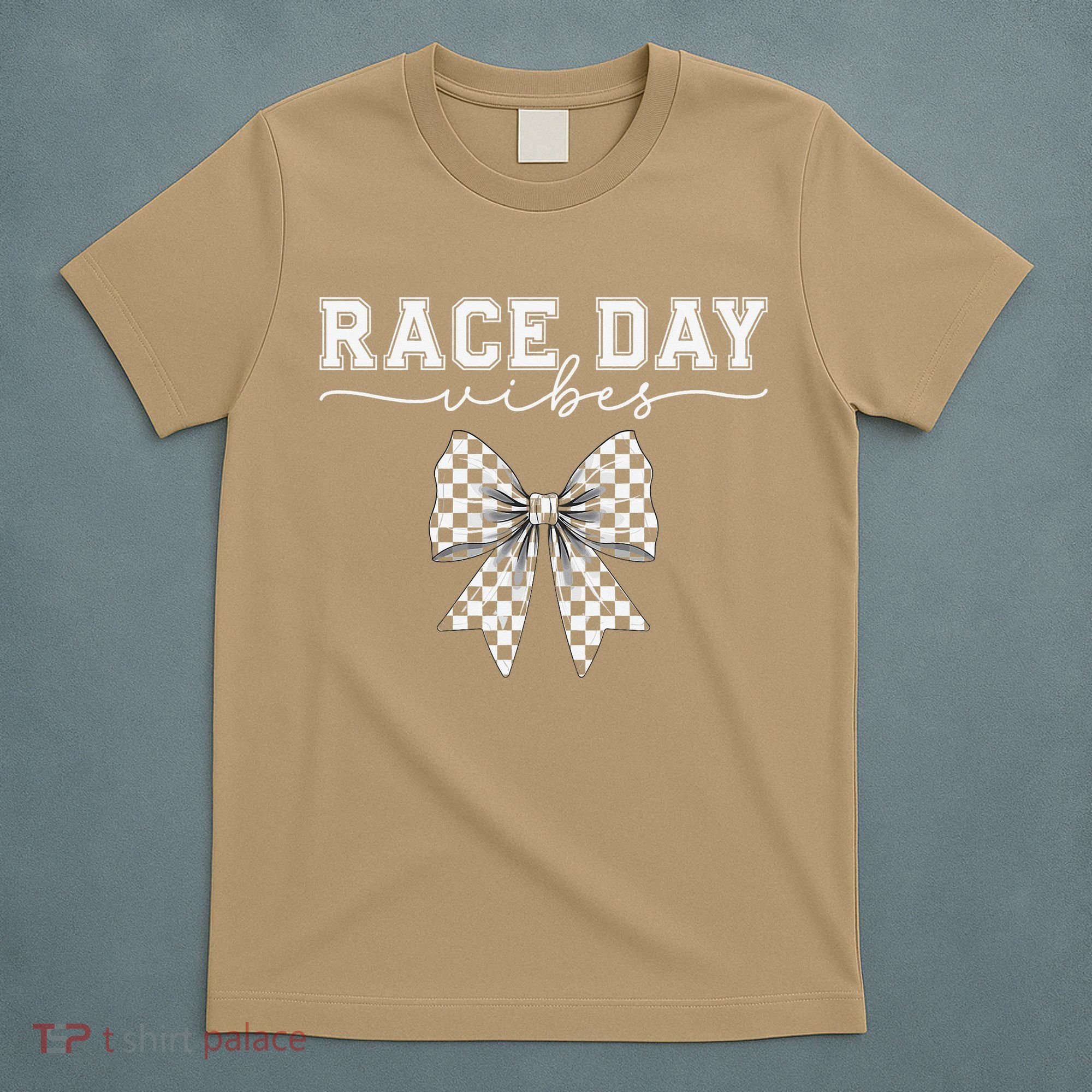 Race Day Vibes Checkered Coquette Bow Car Racing Race Day T-Shirt