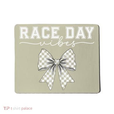 Race Day Vibes Checkered Coquette Bow Car Racing Race Day Mousepad