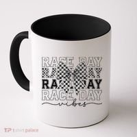 Race Day Vibes Checkered Coquette Bow Car Racing Race Day Coffee Mug thumb 0