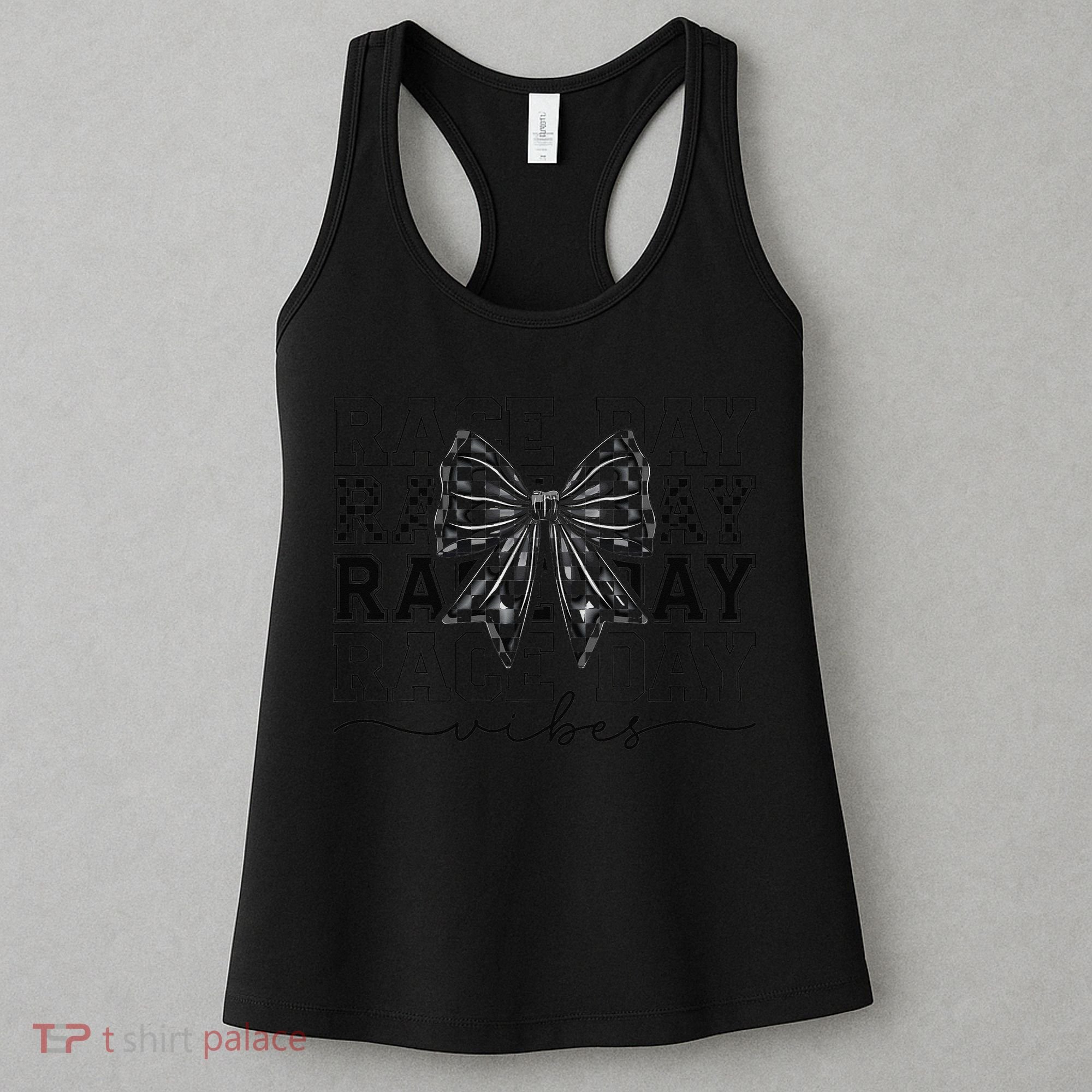 Race Day Vibes Checkered Coquette Bow Car Racing Race Day Women's Tank Top