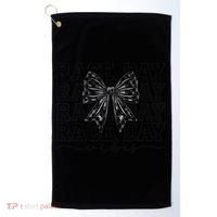 Race Day Vibes Checkered Coquette Bow Car Racing Race Day Golf Towel thumb 0