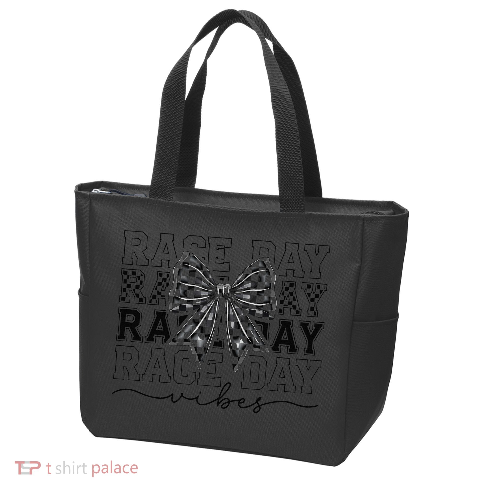 Race Day Vibes Checkered Coquette Bow Car Racing Race Day Tote Bag