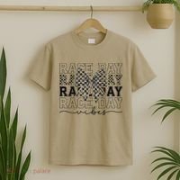 Race Day Vibes Checkered Coquette Bow Car Racing Race Day T-Shirt thumb 2