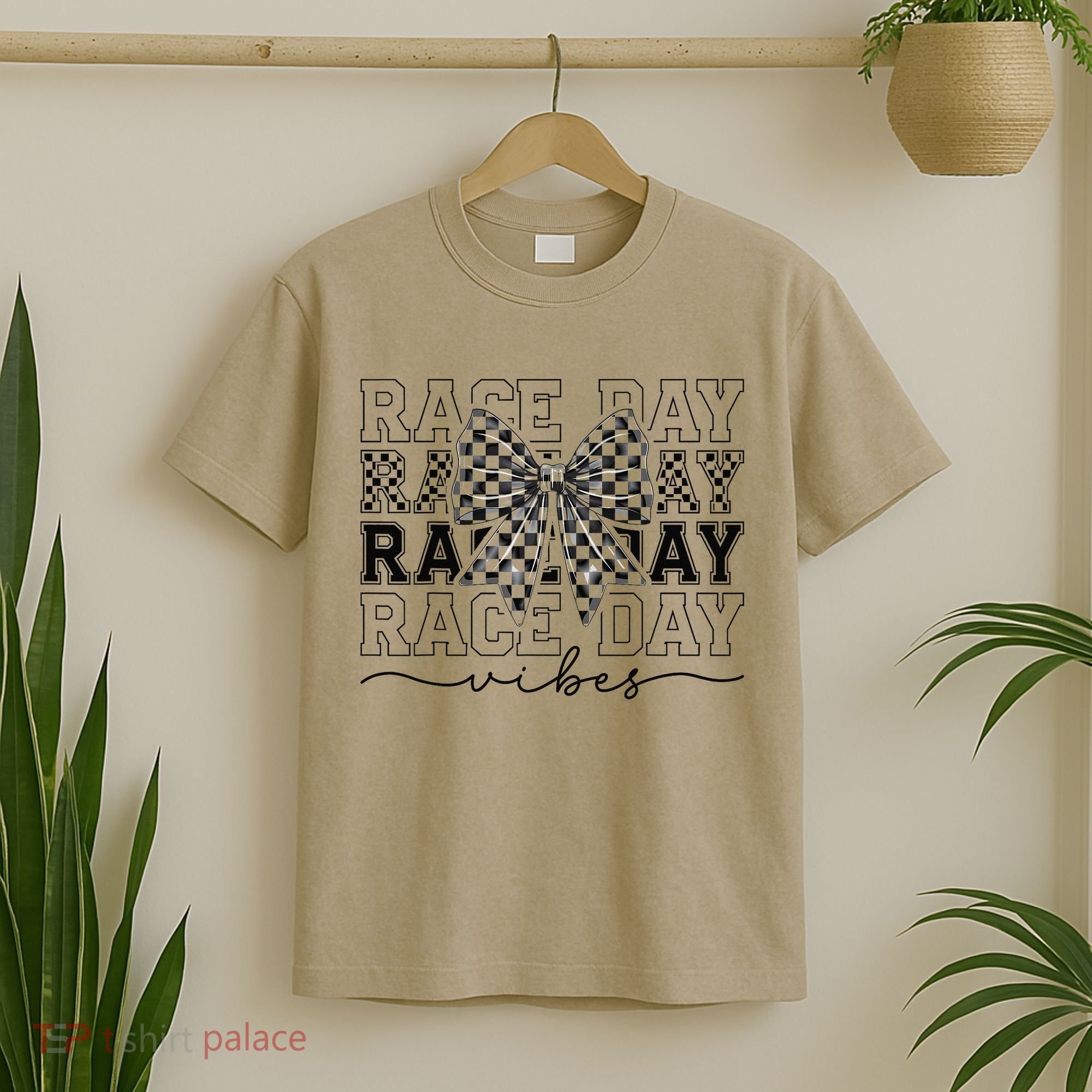 Race Day Vibes Checkered Coquette Bow Car Racing Race Day T-Shirt