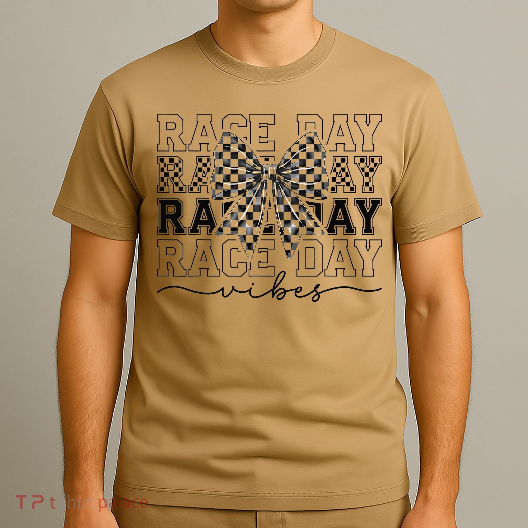 Race Day Vibes Checkered Coquette Bow Car Racing Race Day T-Shirt