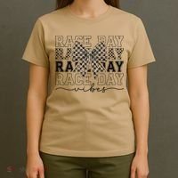 Race Day Vibes Checkered Coquette Bow Car Racing Race Day T-Shirt thumb 4