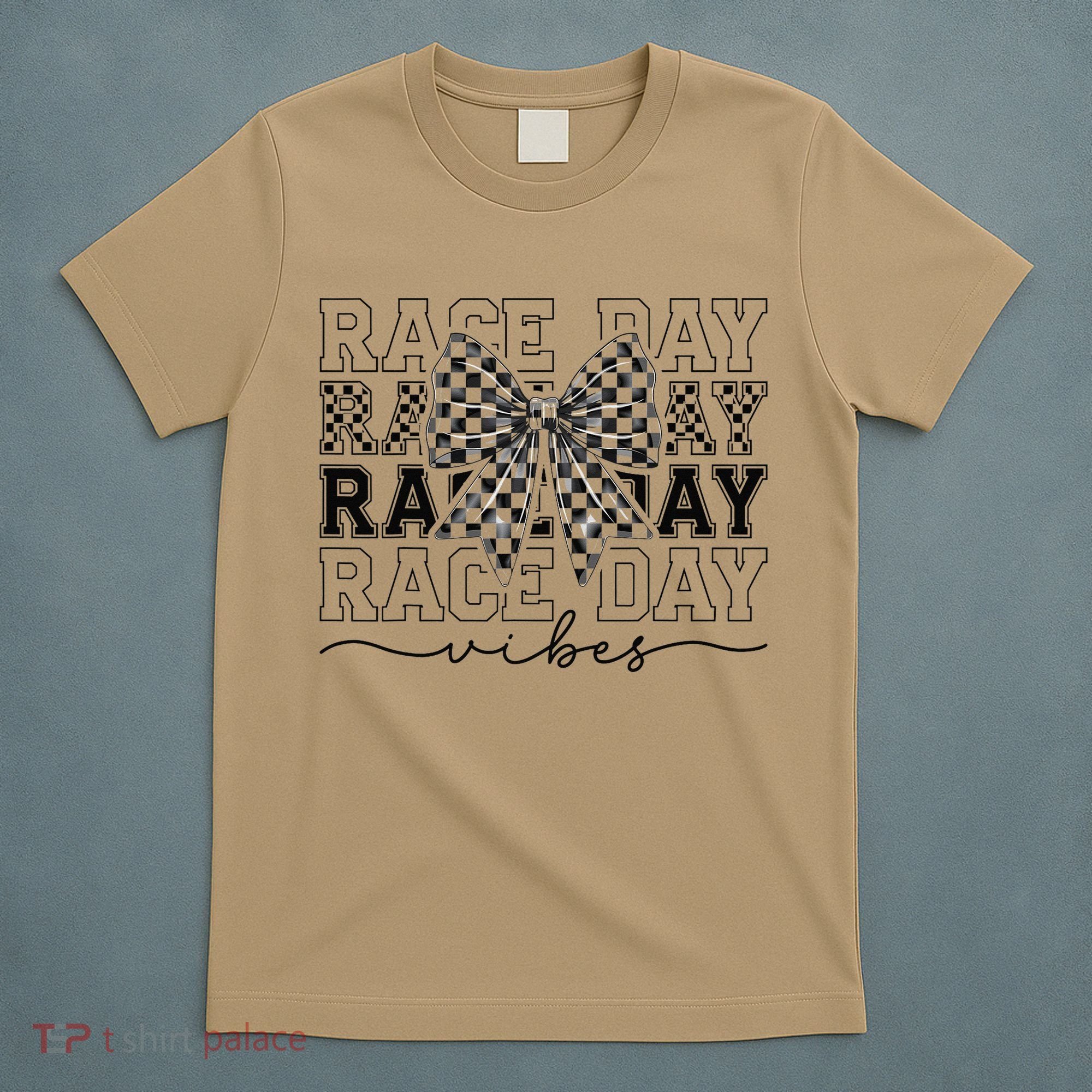 Race Day Vibes Checkered Coquette Bow Car Racing Race Day T-Shirt