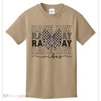 Race Day Vibes Checkered Coquette Bow Car Racing Race Day Kids T-Shirt thumb 0