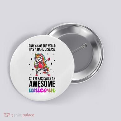 Rare Disease Warrior Unicorn Awareness Button