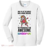 Rare Disease Warrior Unicorn Awareness Kids Long Sleeve Shirt thumb 0