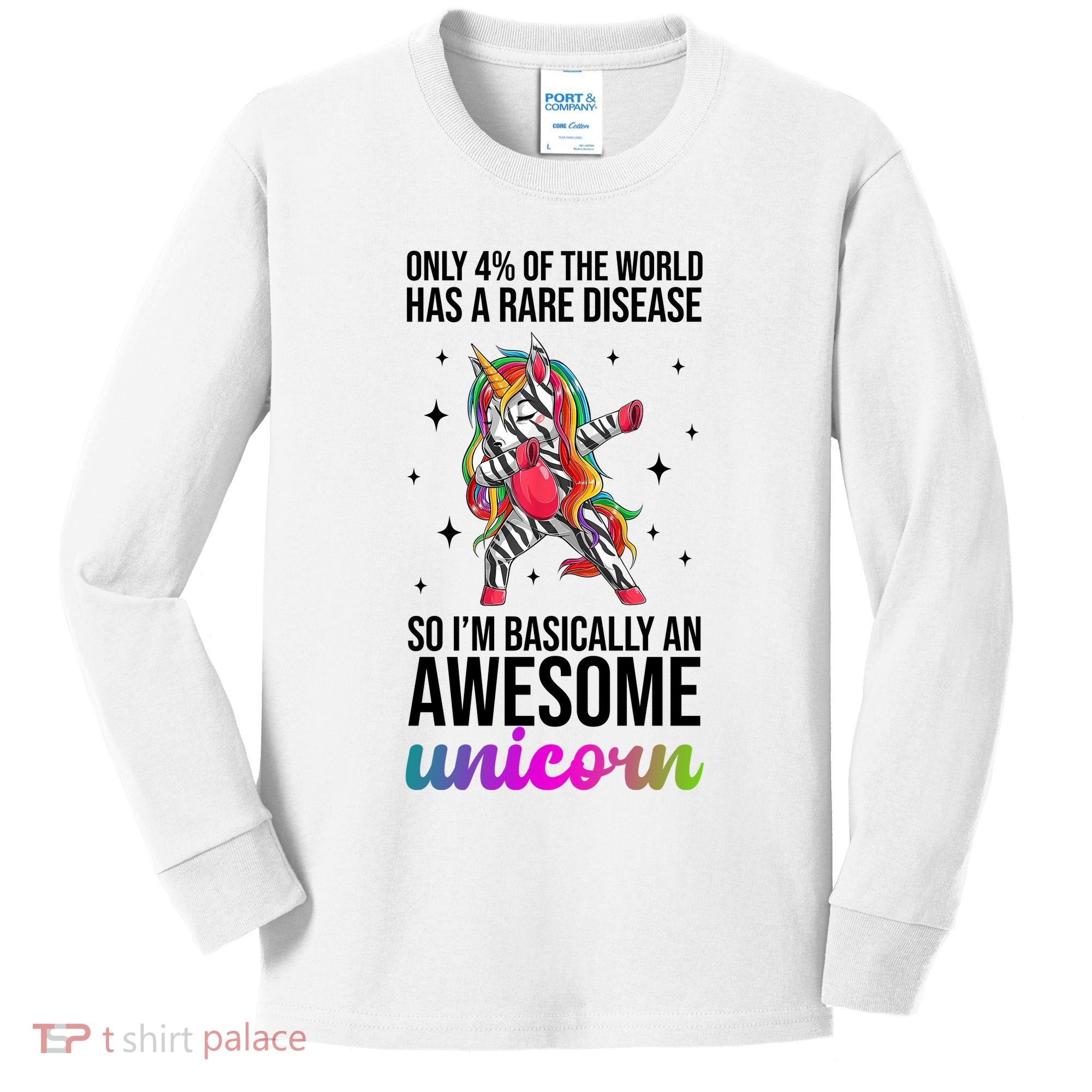 Rare Disease Warrior Unicorn Awareness Kids Long Sleeve Shirt