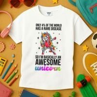 Rare Disease Warrior Unicorn Awareness Kids T-Shirt thumb 3