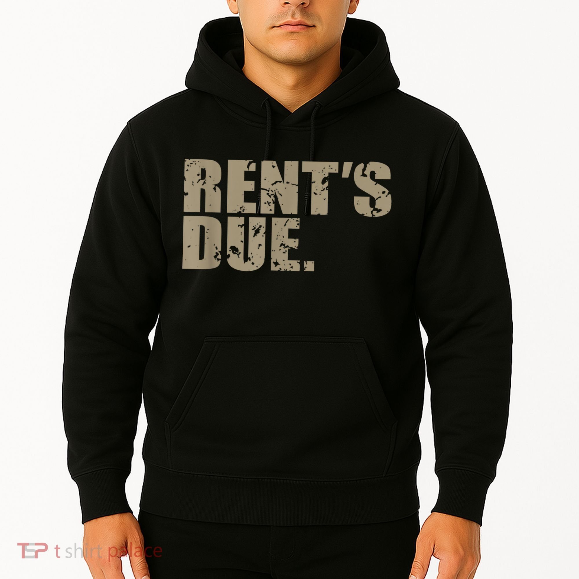 Rent's Due Work Hard Bodybuilder Weightlifting Distressed Hoodie